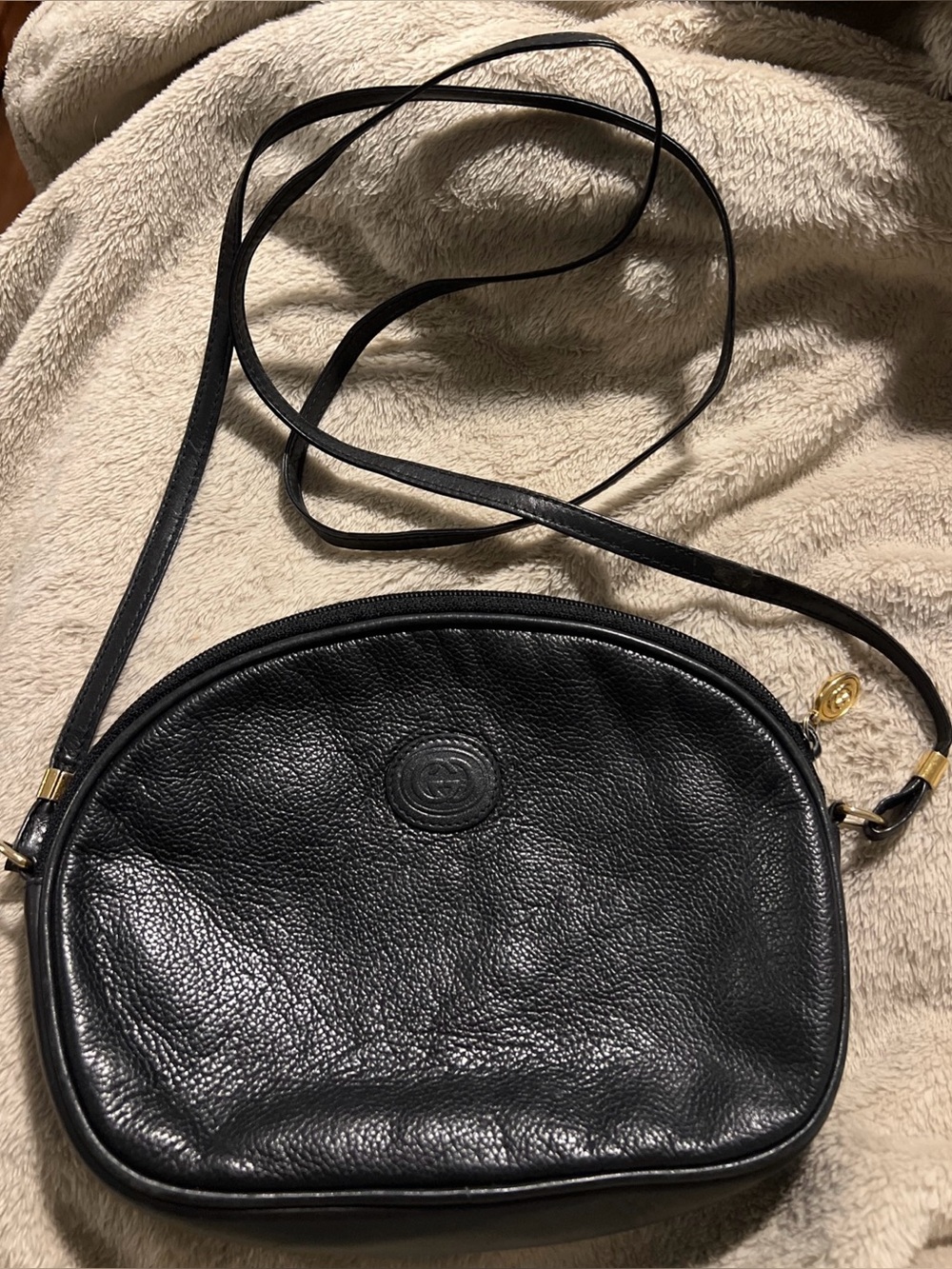 Gucci Vintage Black Leather Crossbody Bag